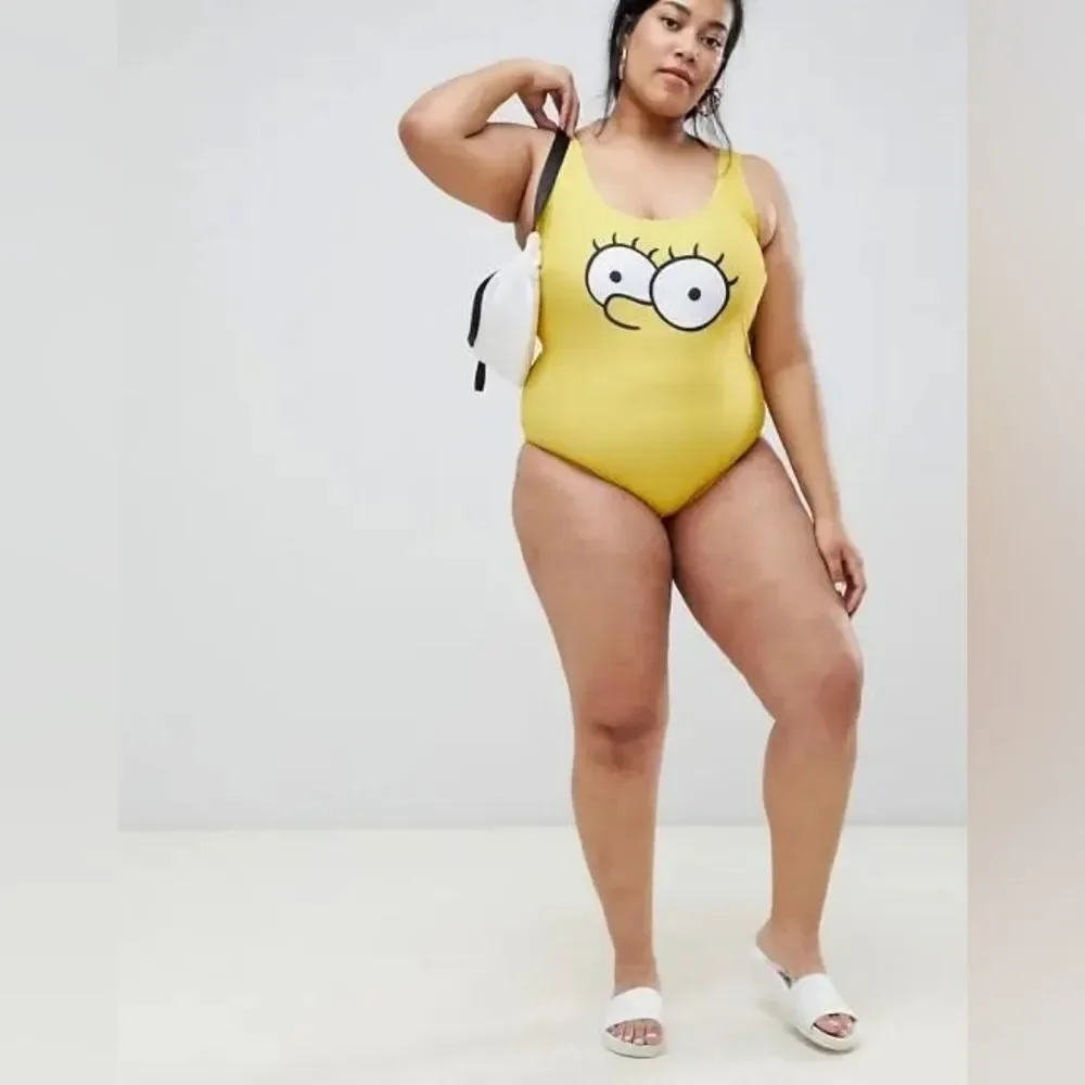 The Simpsons x ASOS Design Lisa Simpson One Piece Swimsuit Size 18 NWT